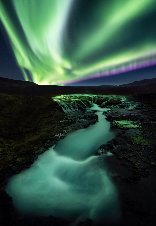 karol_nienartowicz - . Zorza nad Bruarfoss, Islandia. 11.2023. Zdjęcie 320022