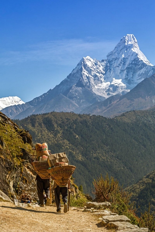 pak76 - W cieniu Ama Dablam. W Parku Narodowym Sagarmatha nie ma drog. Ba, nie ma drog nawet do parku! Praktycznie wszystko przybywa samolotem do Lukli, a potem na plecach Sherpow rozplywa sie po parku narodowym. Gdyby nie ciezka praca tych ludzi, to raczej niewi