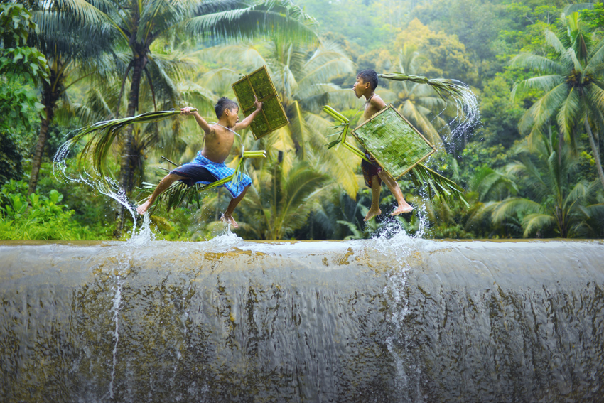 madestra - War Leaves. children games using coconut leaves. and a shield made ​​of coconut leaves. Zdjęcie 114211