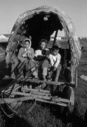 Nomade children in wagon