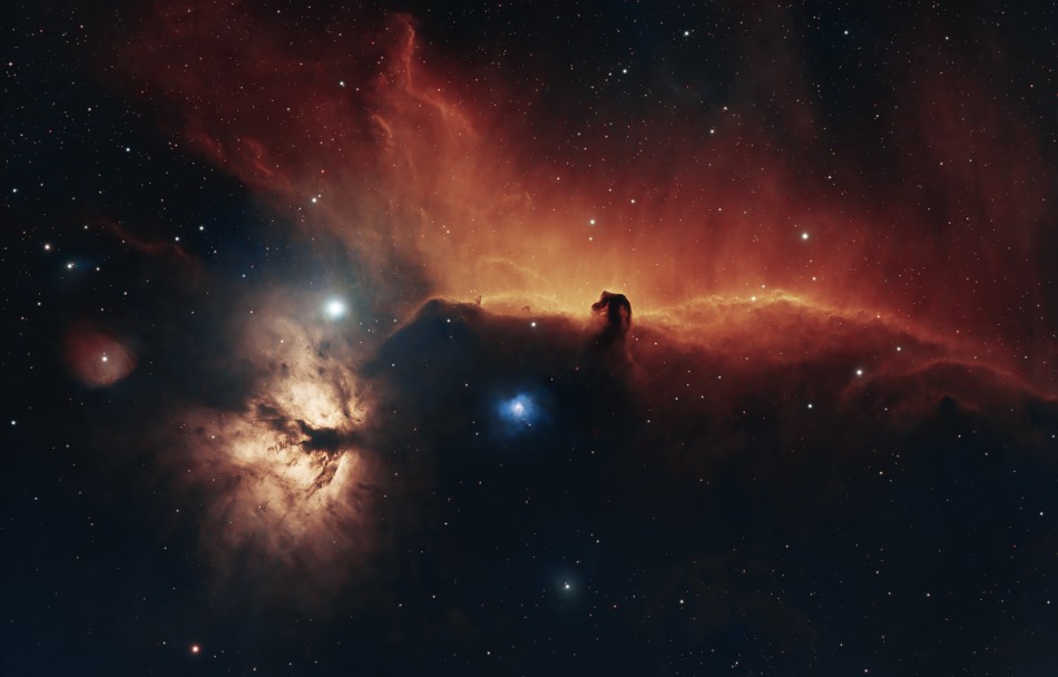 Koński Łeb. Mgławica Barnard 33. Na północy klasyk zimowego nieba. Popularny  i łatwy w obrazowaniu, problemy sprawia jedynie jasność gwiazdy Alnitak...Tu potraktowany trochę po macoszemu, bo zbierałem tylko 2.5h w przerwie między innymi projek